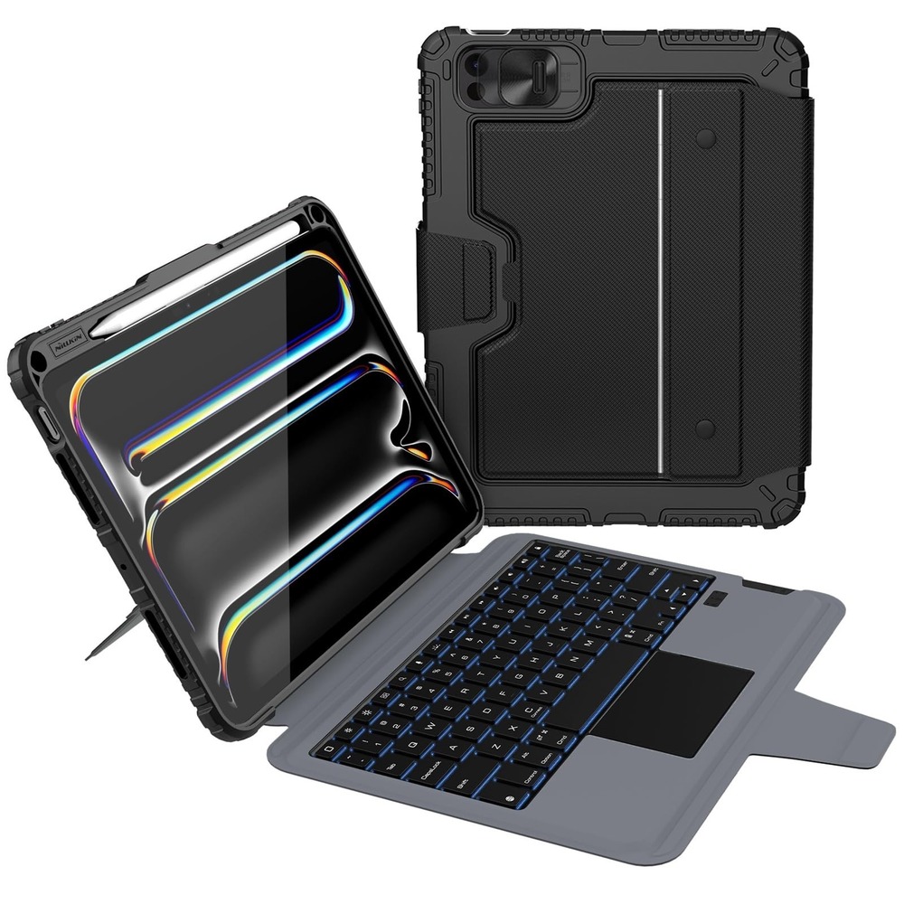 Nillkin iPad Pro 11 M5 M4 2025 2024 Case Backlit Keyboard Trackpad Rugged Black